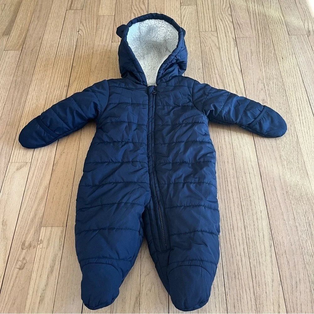 The Children’s Place Unisex Baby Fleece Hooded Zip-Up Front Snowsuit Size 3-6 Mt